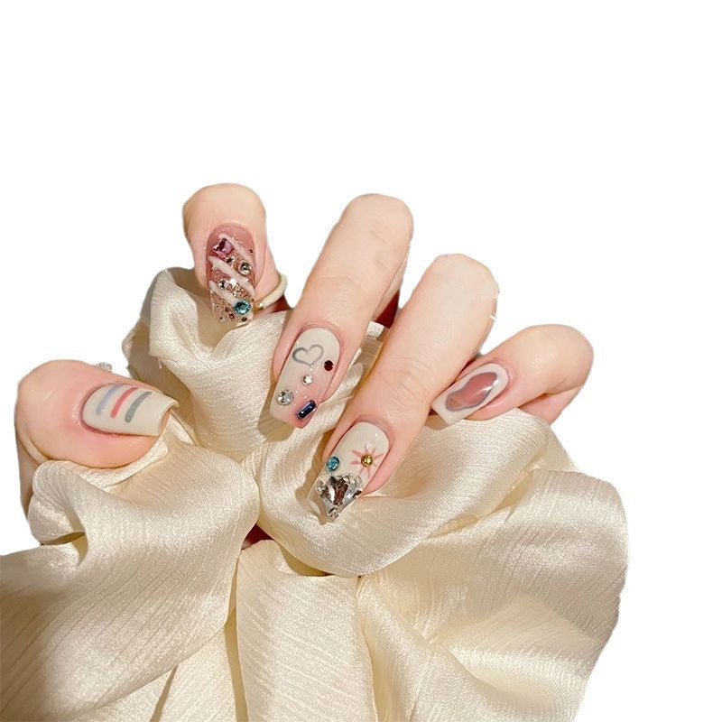 Milky White Y2g Graffiti Wear Nail Finished Product