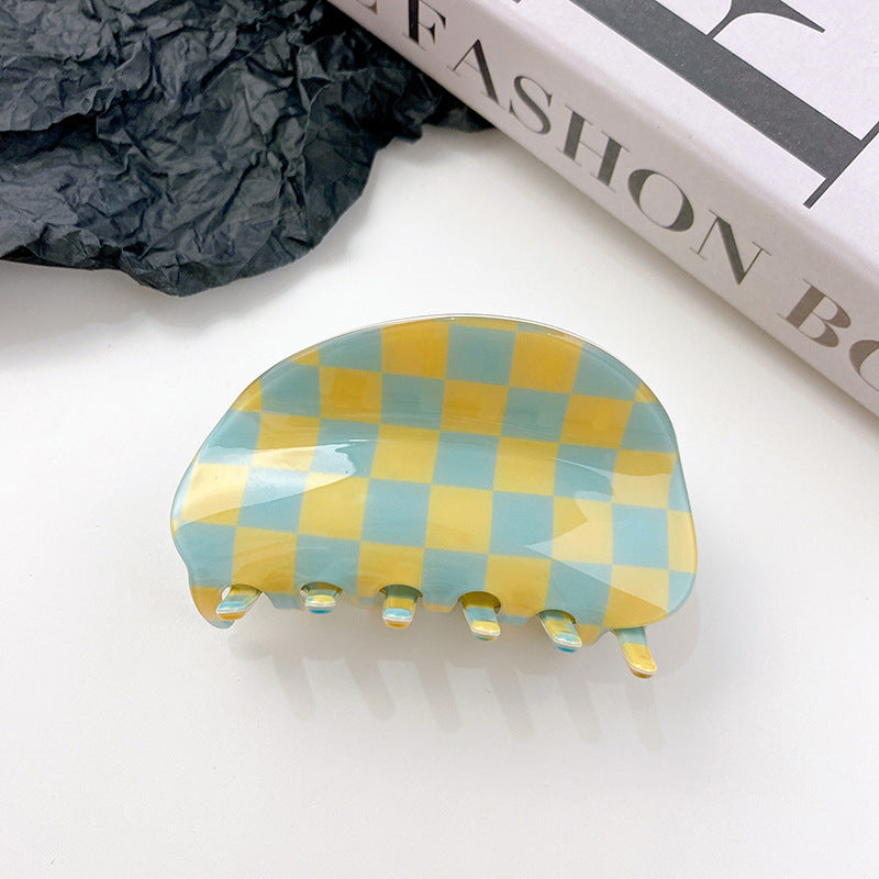 PVC Fashion Black And White Checkerboard Grip Clip Women