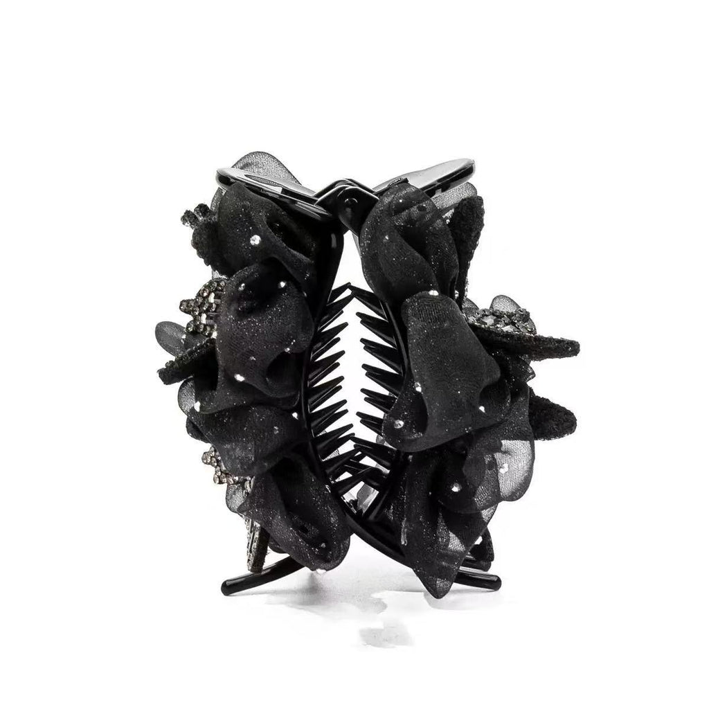 Double Butterfly Black Veil Bun Grip
