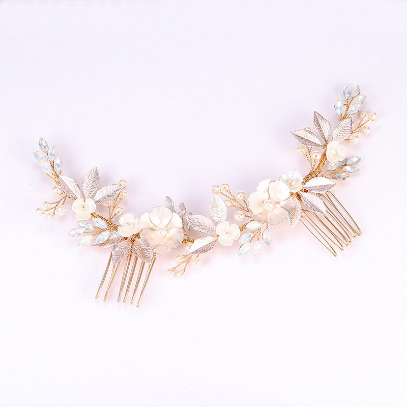 Headpiece Gold Leaf Hair Comb Accessory Pearl