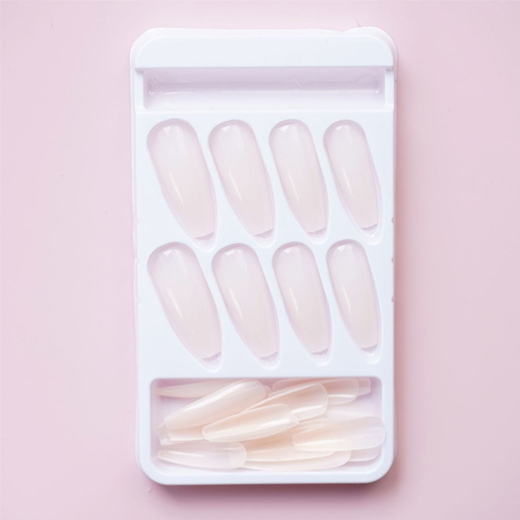 CS-57 Long Ballet Jelly White Fake Nail Tip Wear Nail Stickers Finished Product 24 Pieces