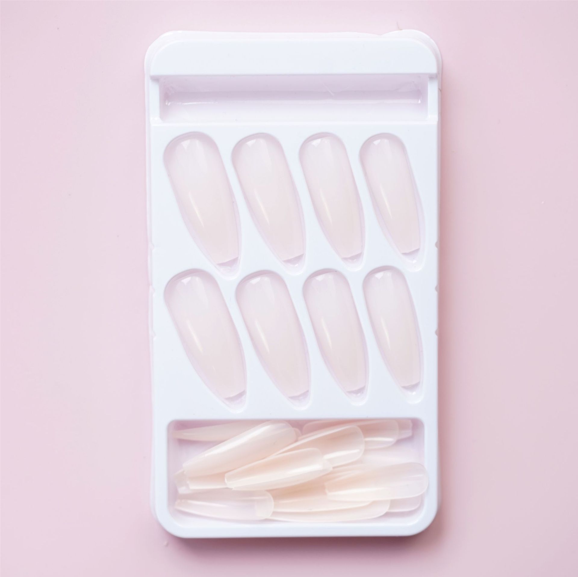 CS-57 Long Ballet Jelly White Fake Nail Tip Wear Nail Stickers Finished Product 24 Pieces