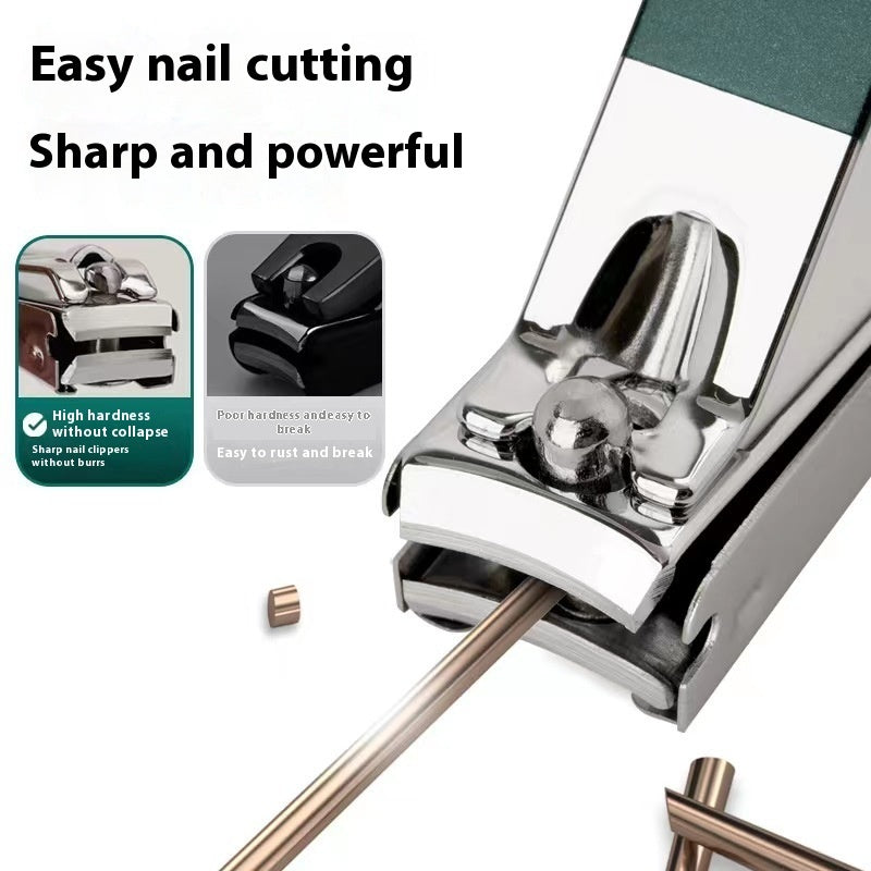 Dark Green Nail Clippers Four-piece Anti-splash Nail Scissors