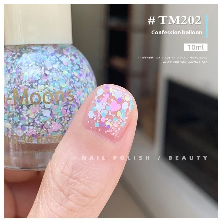 Moons White Sequins Nail Polish Baking-free And Tear-free