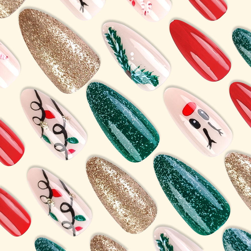 Christmas Wearable Candy Cane Elk Drop Shape Nail Sticker