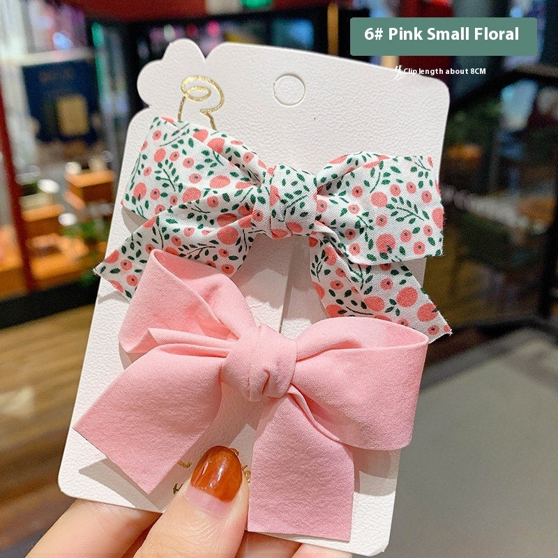 Girls' Bow Floral Fabric Barrettes