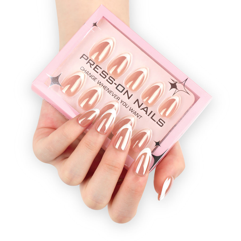 Press On Nails Solid Color Short Almond-shaped Nail Tips 30 Pieces High-end