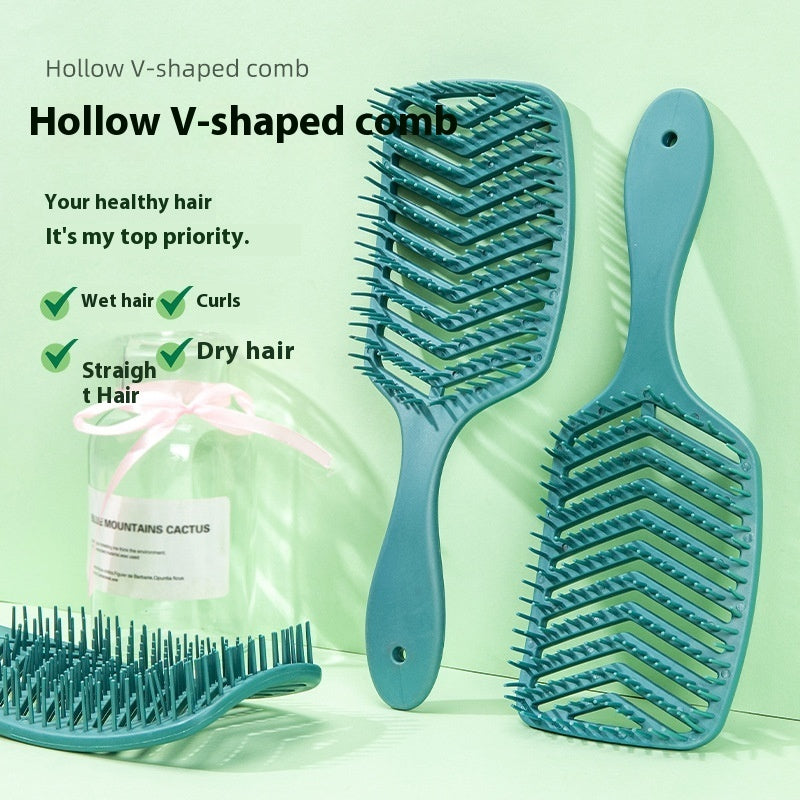 Hollow V-shaped Massage Modeling Big Curved Comb