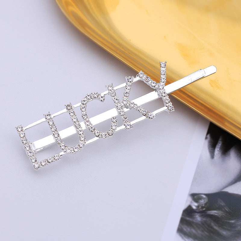 Letter Side Clip Bangs Rhinestone