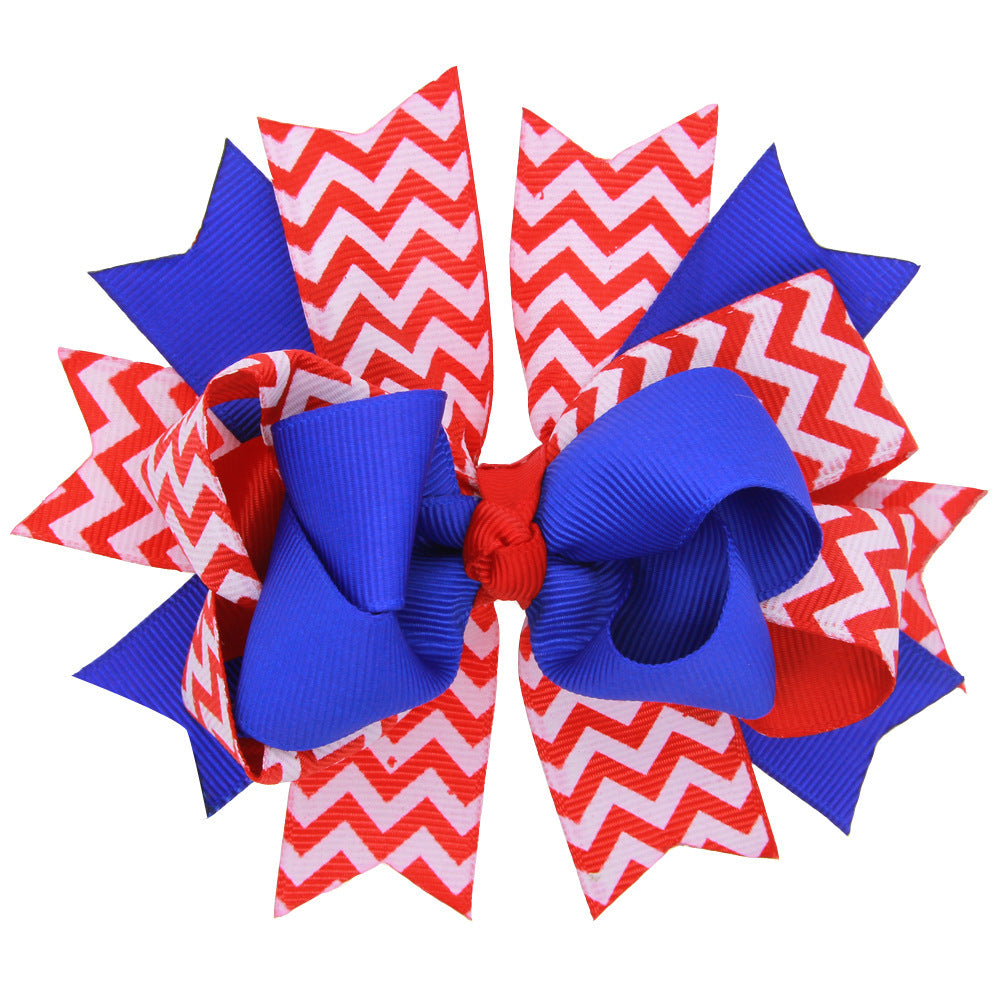 European And American Children's Wavy Bow Hairpin Color Matching