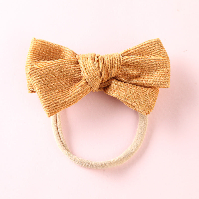 Elastic Nylon Hair Rope 17 Colors Corduroy Bow Baby Hair Tie
