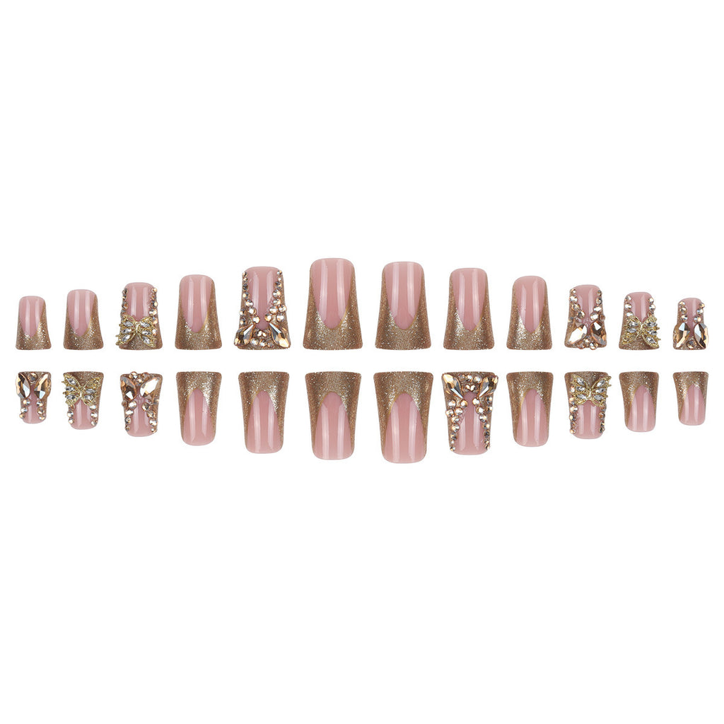 Golden Diamond In The Debris Butterfly Nail Stickers