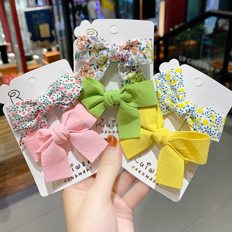 Girls' Bow Floral Fabric Barrettes