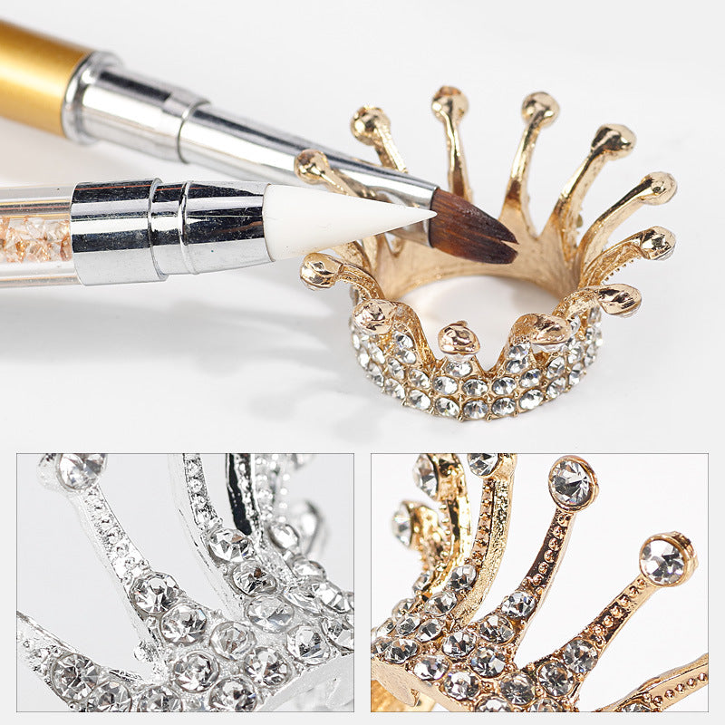 Nail Crown Pen Holder Japanese Nail  Holder Retro Gold Silver Phototherapy