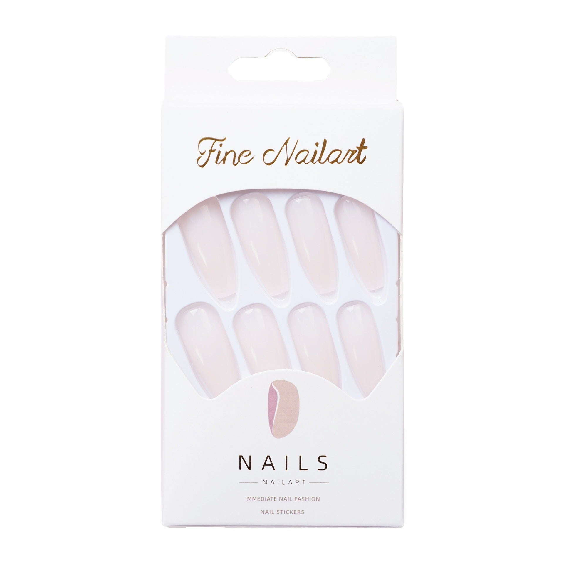 CS-57 Long Ballet Jelly White Fake Nail Tip Wear Nail Stickers Finished Product 24 Pieces