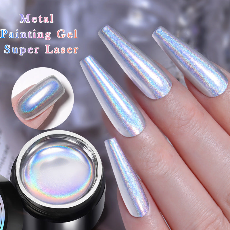 Born Pretty Mirror High-density Hook Line Embellishment Flower Metal Silver Wear-resistant Nail Hand-painted Glue