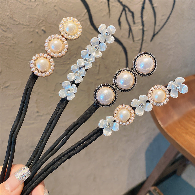 Simple Fluffy Bun Half Bun Hair Tie Elastic Lazy Flower Bud Hairpin Hair Accessories