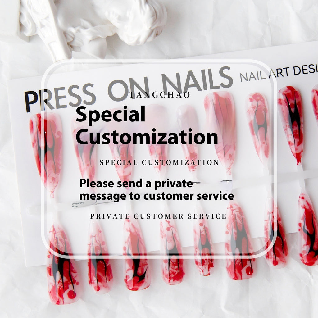 Press On Nails Wave Mark Wind Long Water Drop Nail Beauty Bright Surface