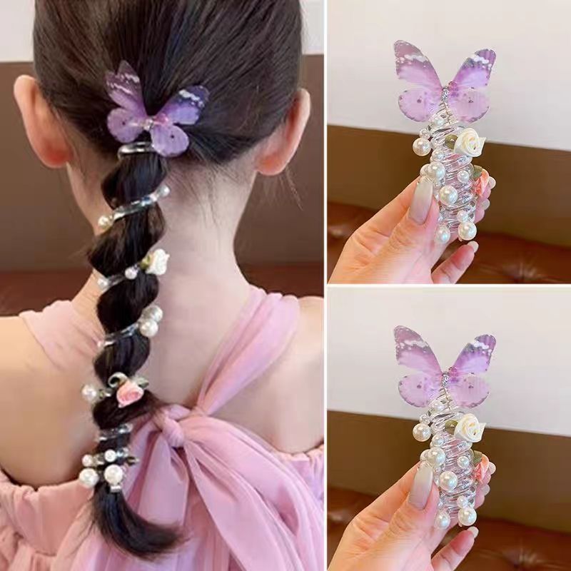 Children's Butterfly Pearl Phone Line Hair Ring Headdress