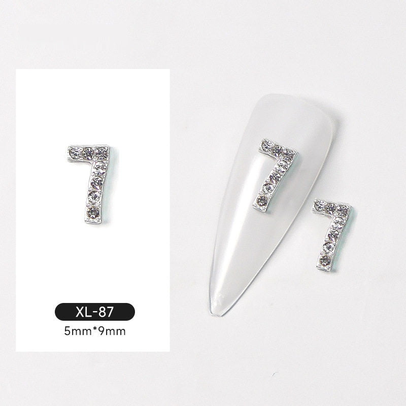 Silver Digital Sparkling Diamond Alloy Nail Decoration