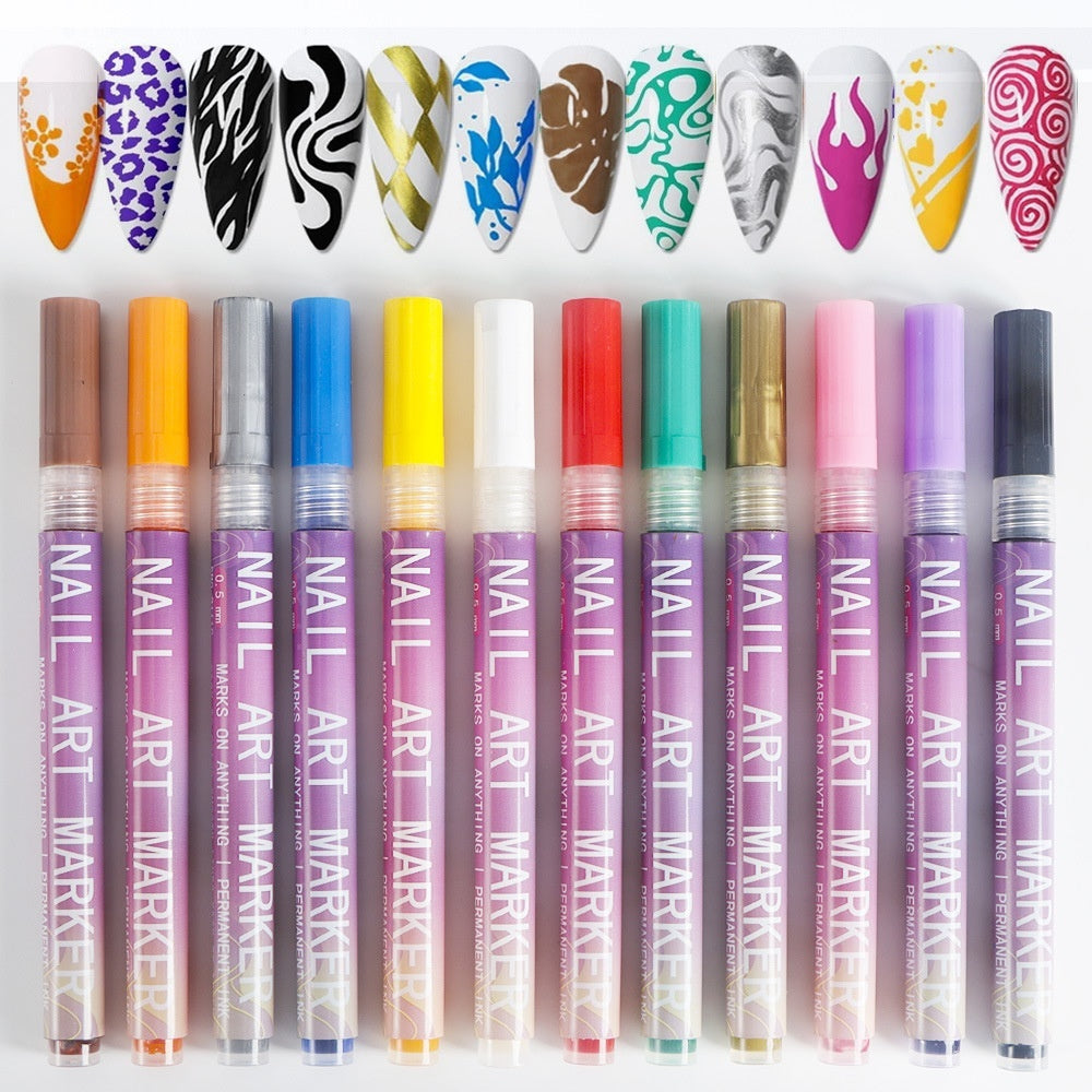 Doodle Nail Art Pen 12-color Liner Paint Brush Nail