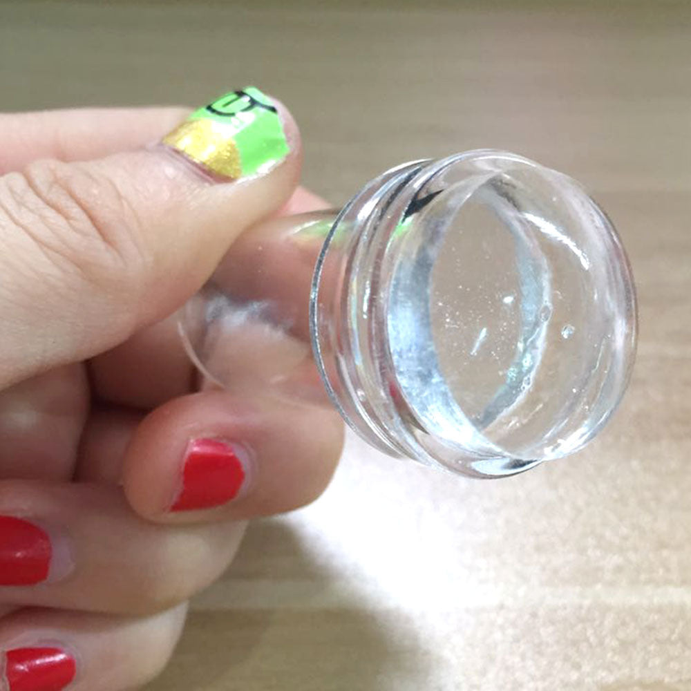 Nail Stamp Tool Small Head Silicone Nail Steel Plate Template Seal Scraper For Transfer Printing