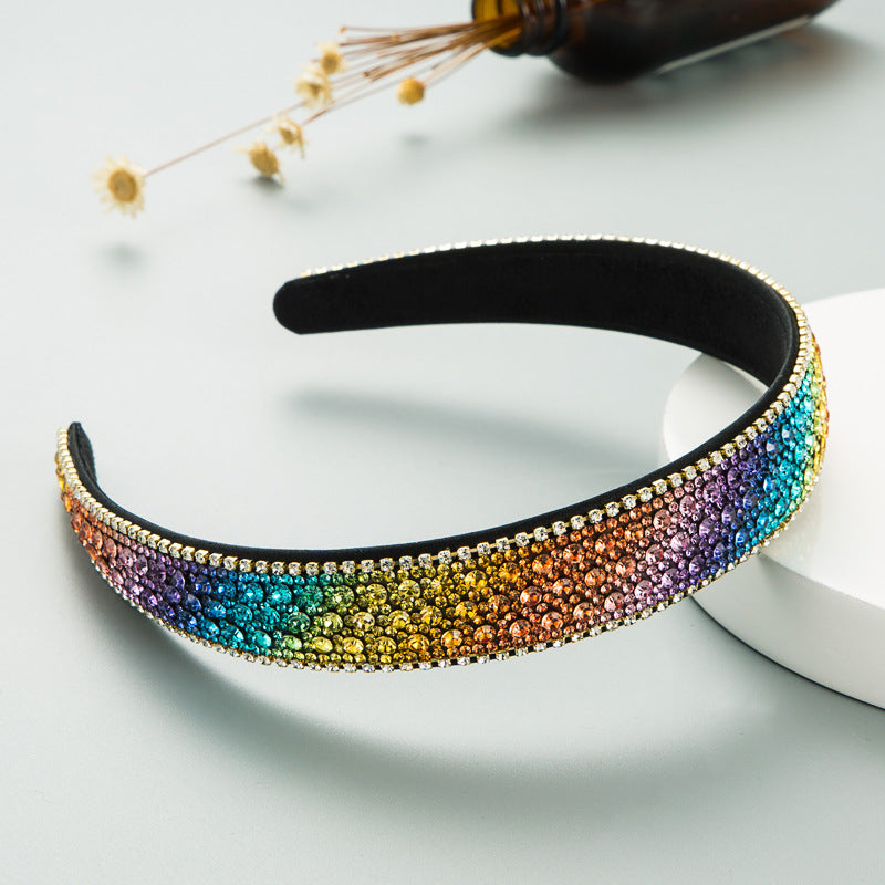Women's Simple Hair Accessories Color Full Diamond Non-slip Headband