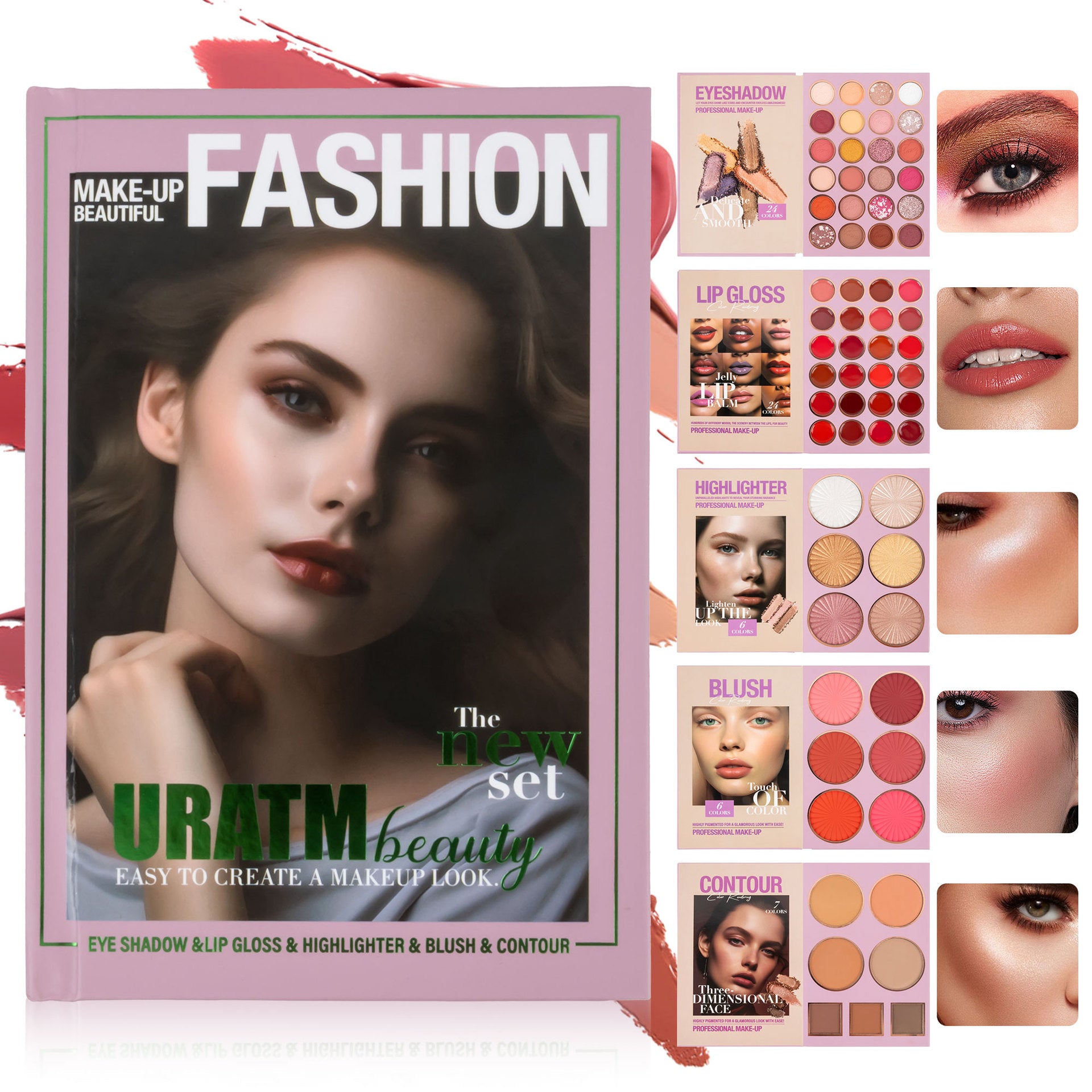 UrAtm 67 Colors Makeup Palette Five-layer Book Turning Eye Shadow Plate Blush