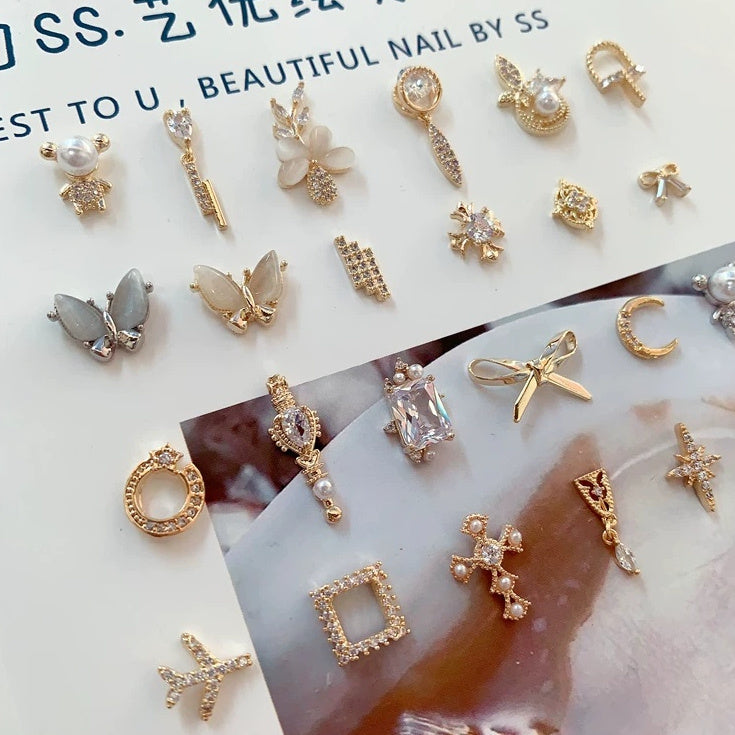 Nail Art Jewelry Alloy Gold And Silver Nail Studs