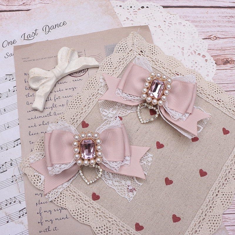 Sweet Cute Mass-produced Headdress Lace Bow Rhinestone