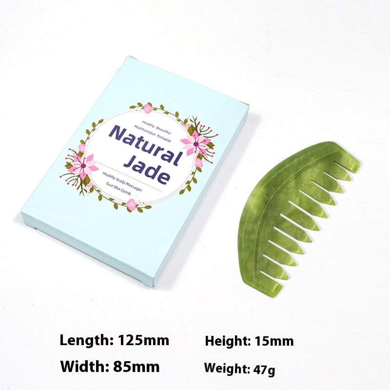 Dual-purpose Scraping Scalp Meridian Portable Head Massage Jade Comb