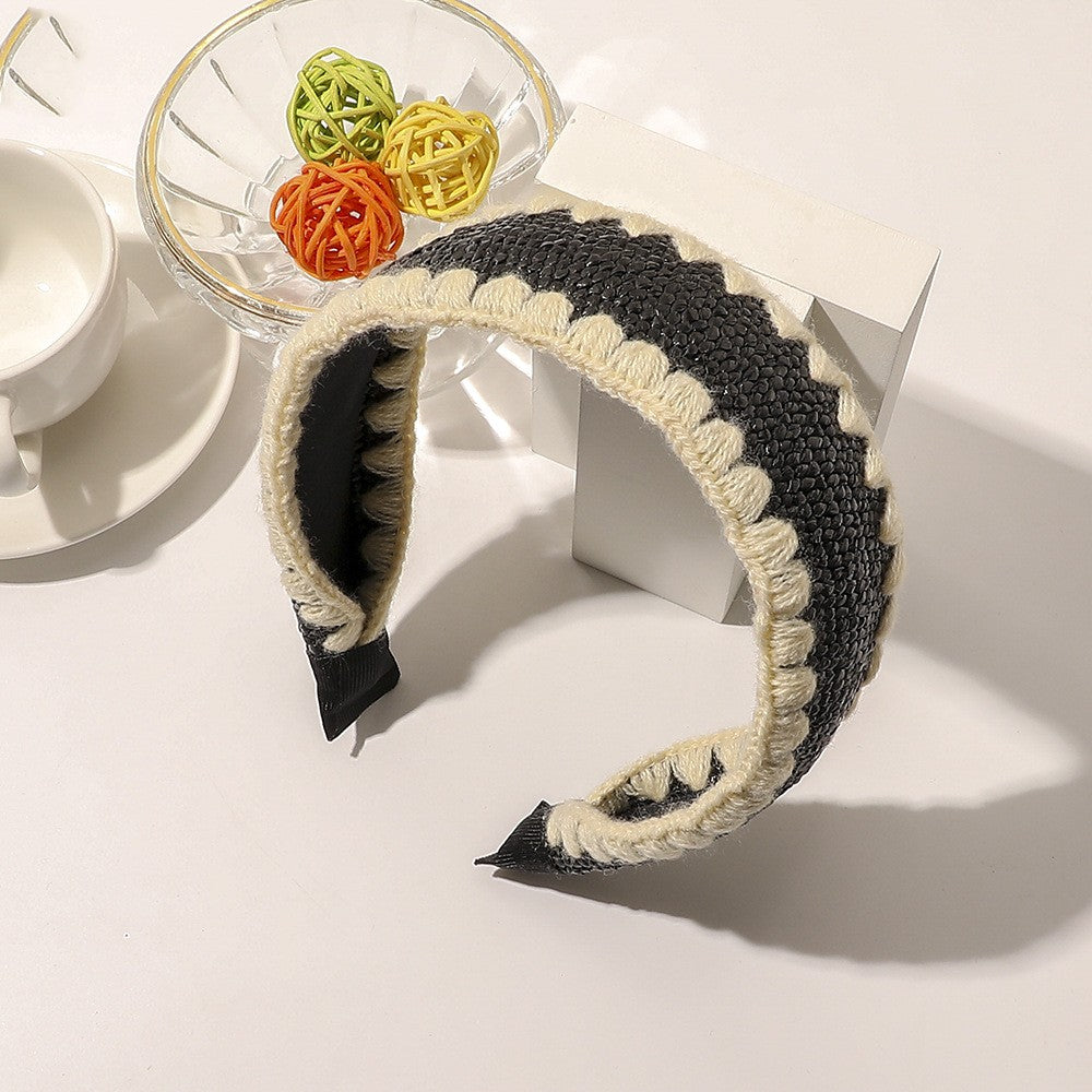 Wool Lafite Hairband Simple Cross Knot