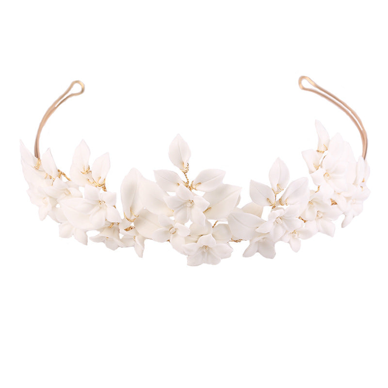 White Leaf Ceramic Flower Hair Decoration