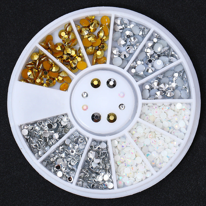 Nail Disc Ornament Nail Crystal Electroplating Rivet Metal Jewelry Gold And Silver Magic Color Flat Bottom Rhinestone Disc