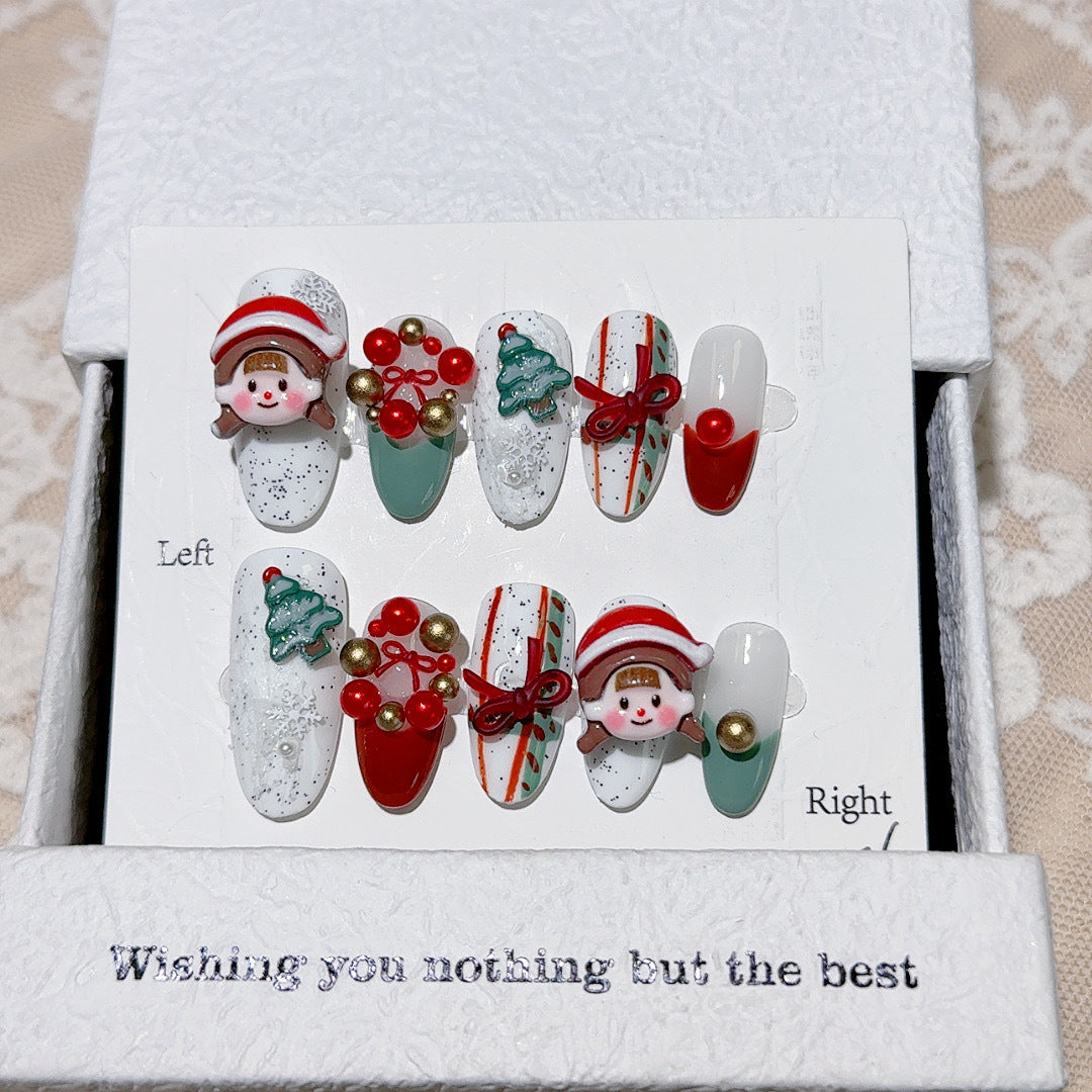Romantic Surprises Handmade Christmas Series Wear Nail Detachable Nail Beauty