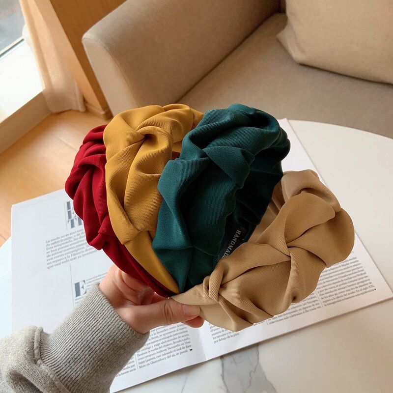 Women's Temperament Pleated Wide Brim Solid Color Headband