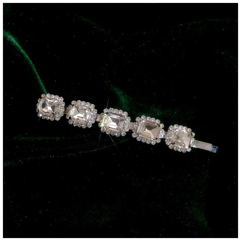 Rhinestone One-word Hairpin Side Chuck Clip