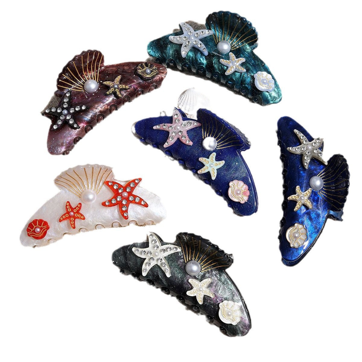 Ocean Acrylic Starfish Shell Temperament Seabed Barrettes