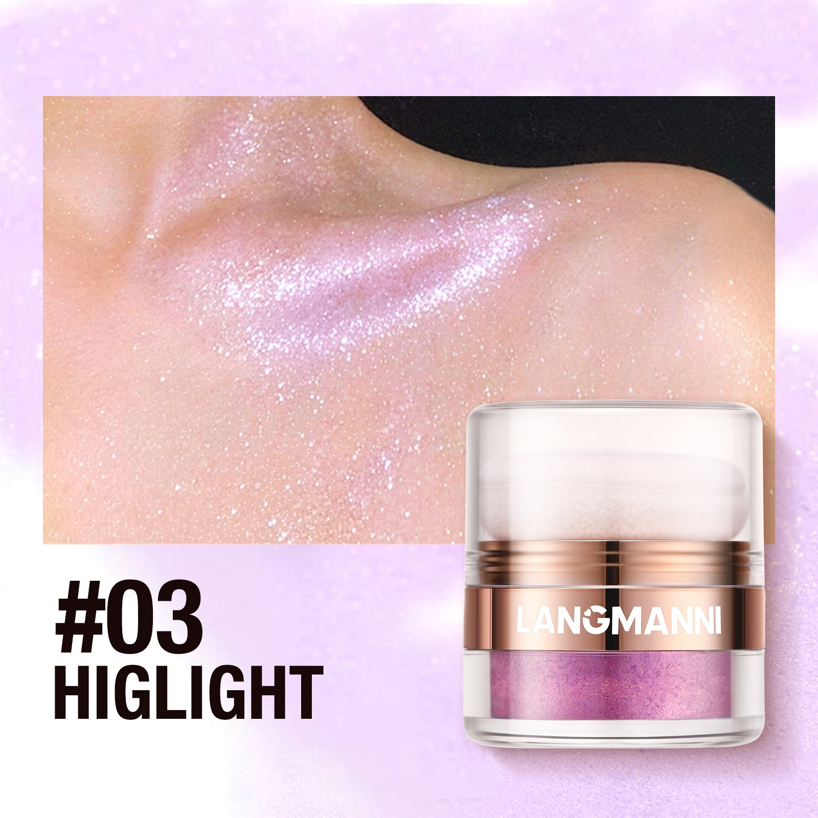 Langmanni Highlight Face Powder Pat Face Body Blush Shading Powder
