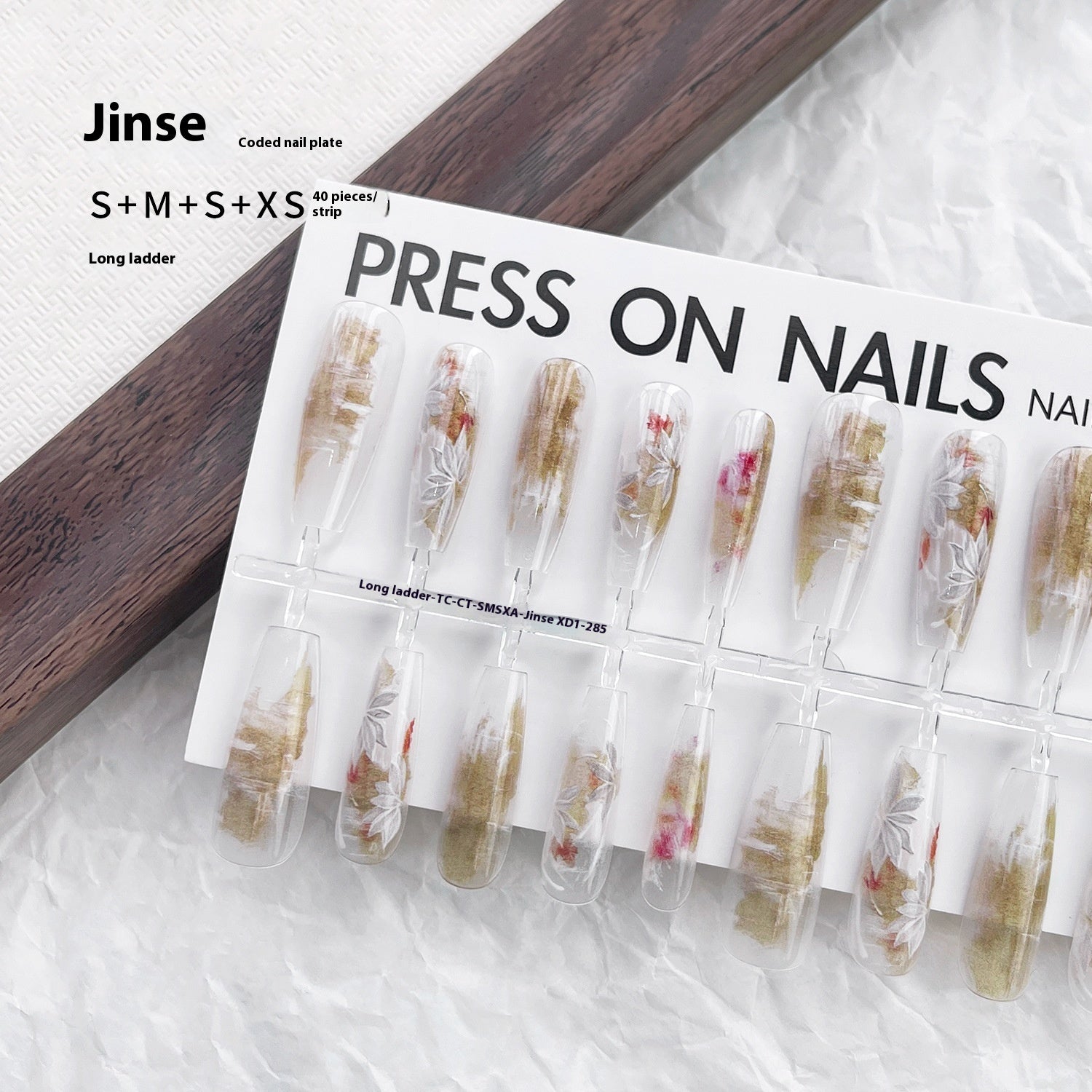 Press On Nails New Chinese Style Gradient Coloring Wind Wear Prefabricated Nail Tip Long Ladder