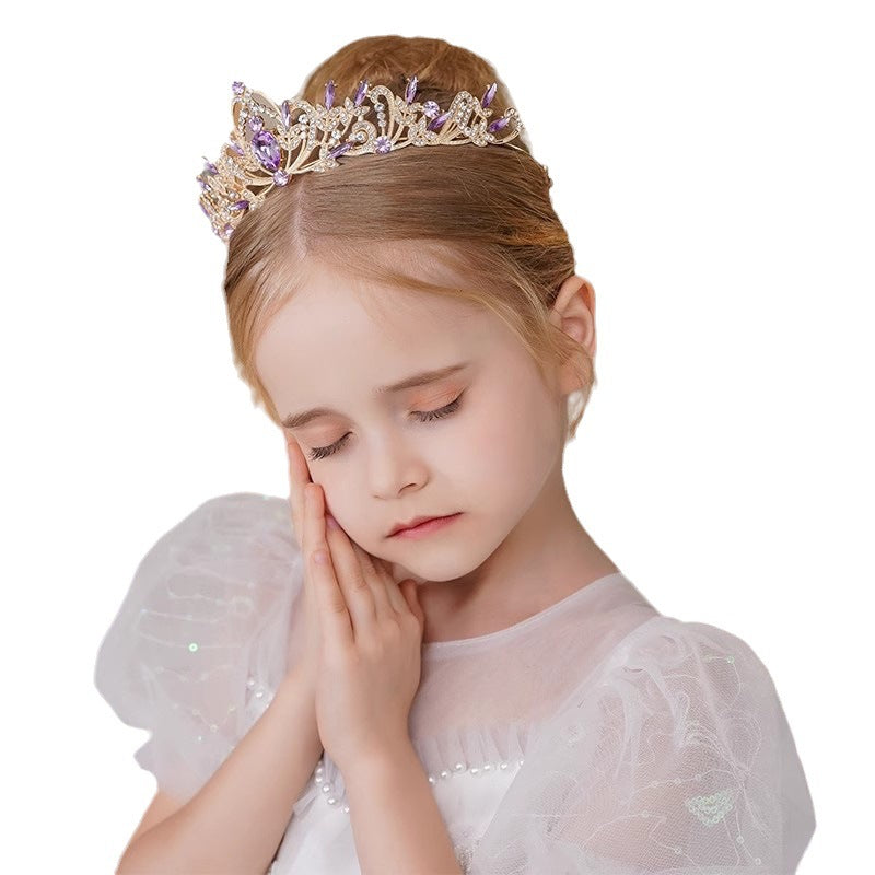 Children's Crown Headdress Simple Purple Rhinestone