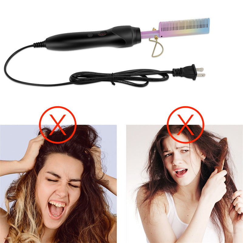 Hair Straightener Electric Heating Comb Wet And Dry Copper Comb Straight