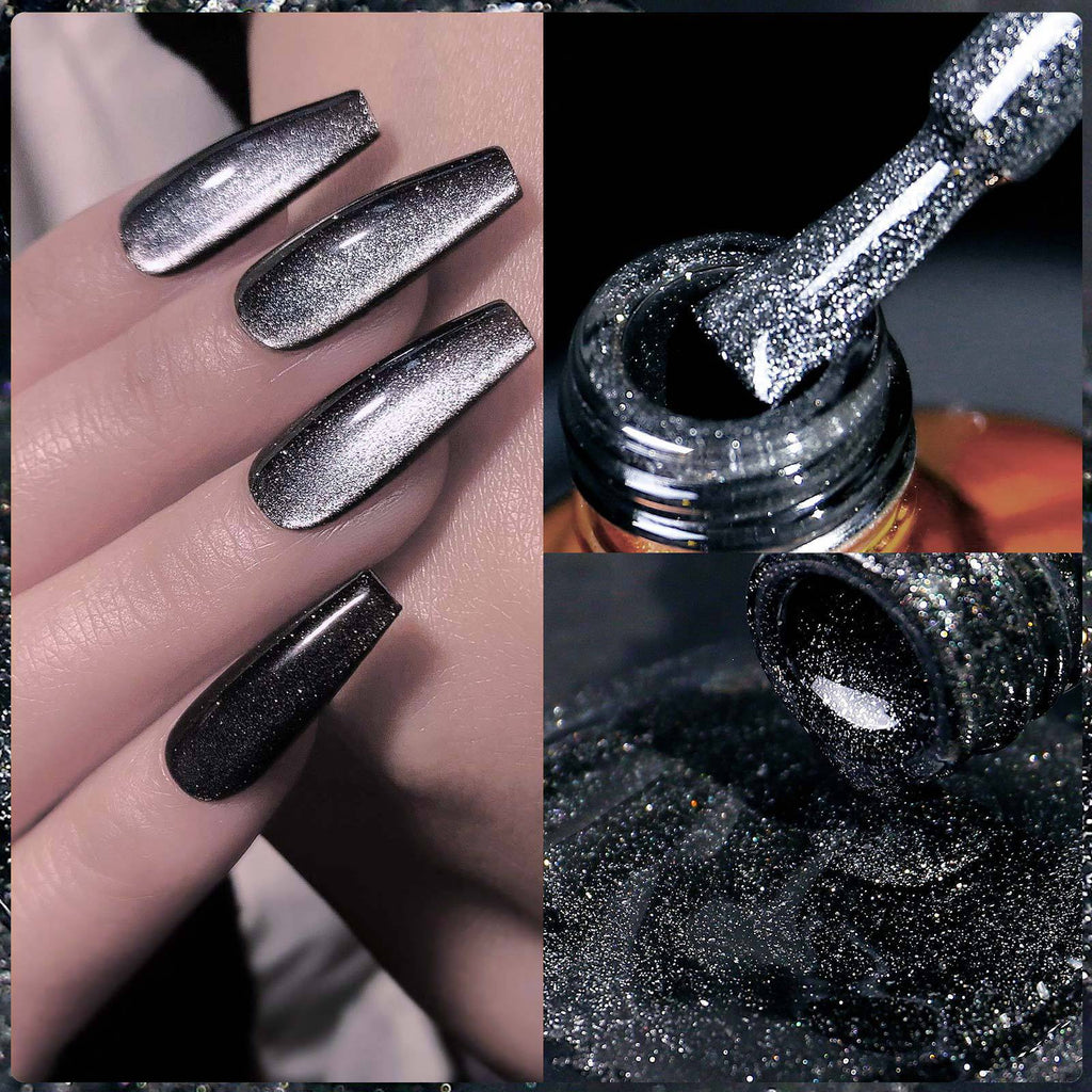 Misscheering Extremely Black Spar Cat's Eye Flashing Dark Fairy Style Nail Polish