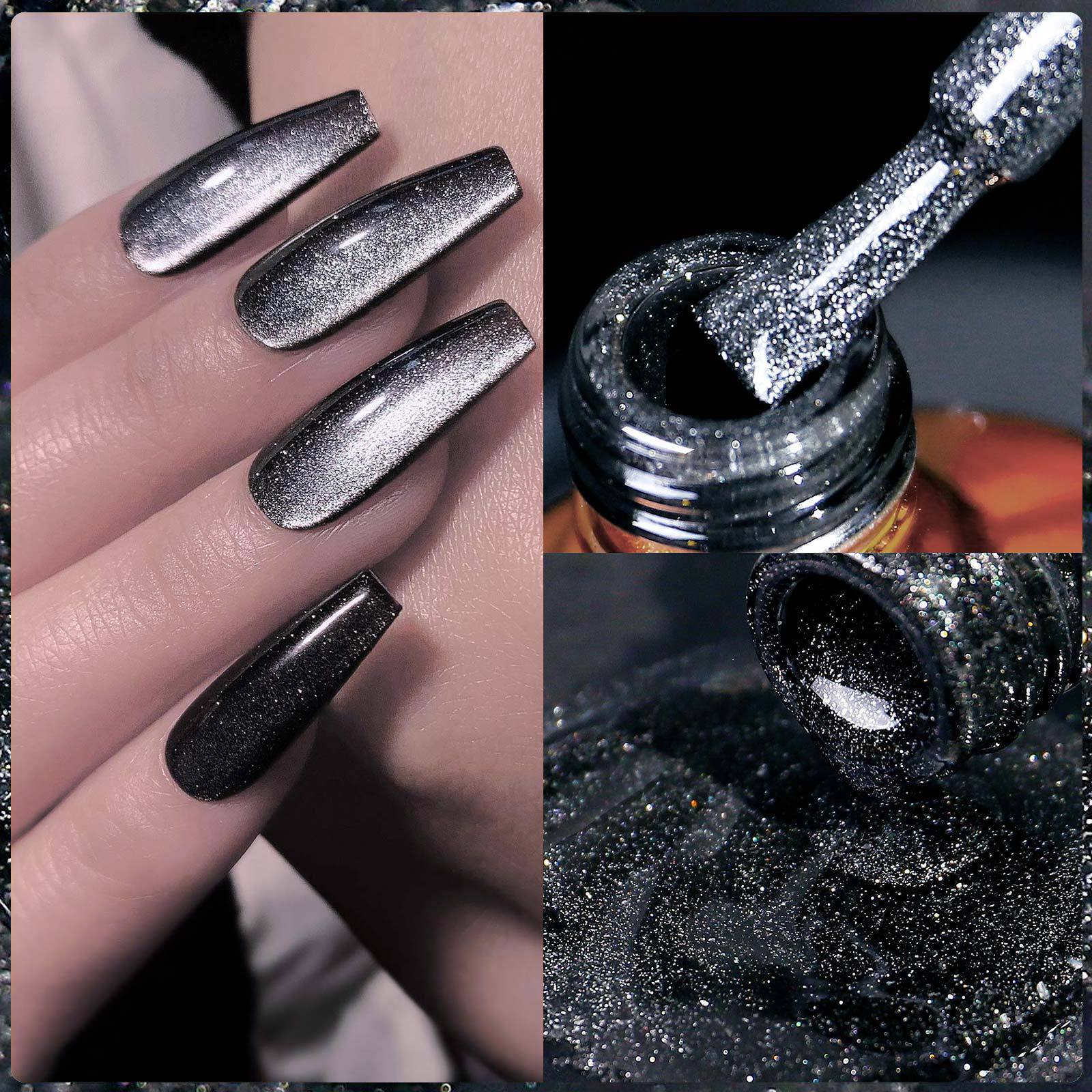 Misscheering Extremely Black Spar Cat's Eye Flashing Dark Fairy Style Nail Polish