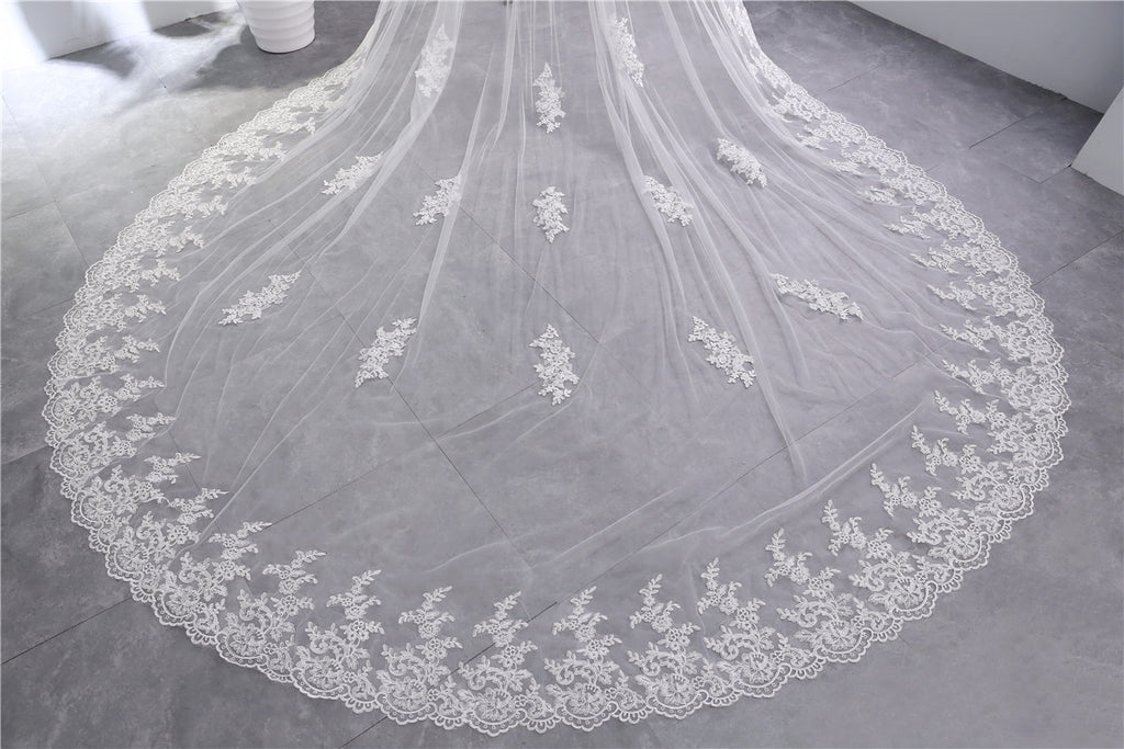 Bridal Veil Extra Wide Soft Mesh Lace With Hair Comb