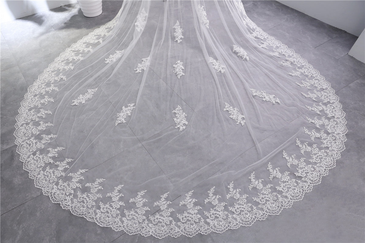 Bridal Veil Extra Wide Soft Mesh Lace With Hair Comb