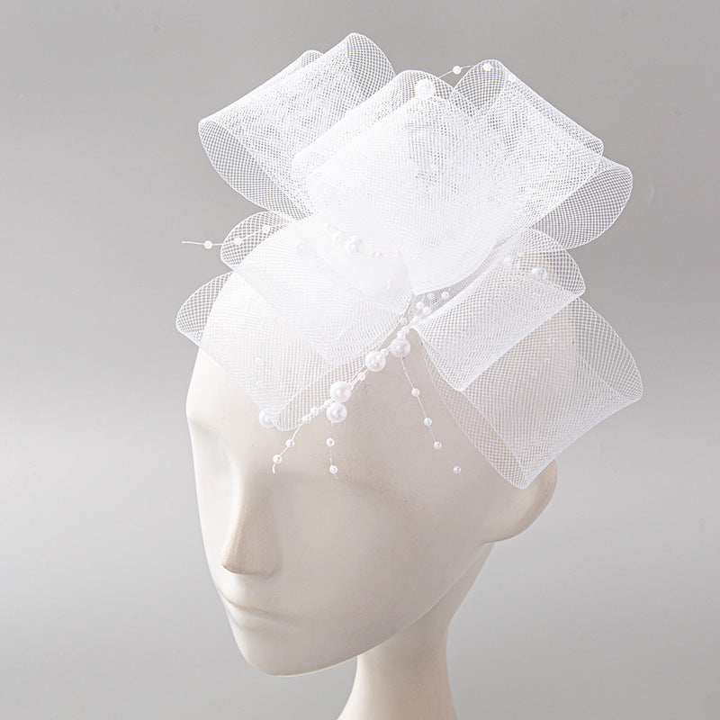 Feather Bride Hair Ornament Mesh Hat Combination Hairpin