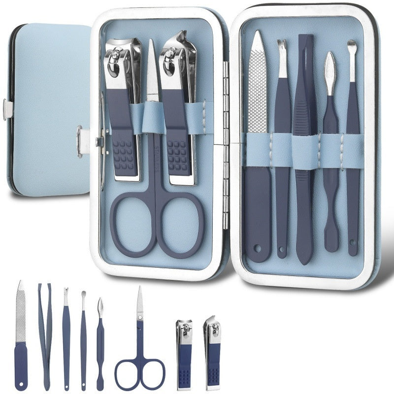 Stainless Steel Nail Scissors 8-piece Set Candy Color Manicure Implement Nail Clippers