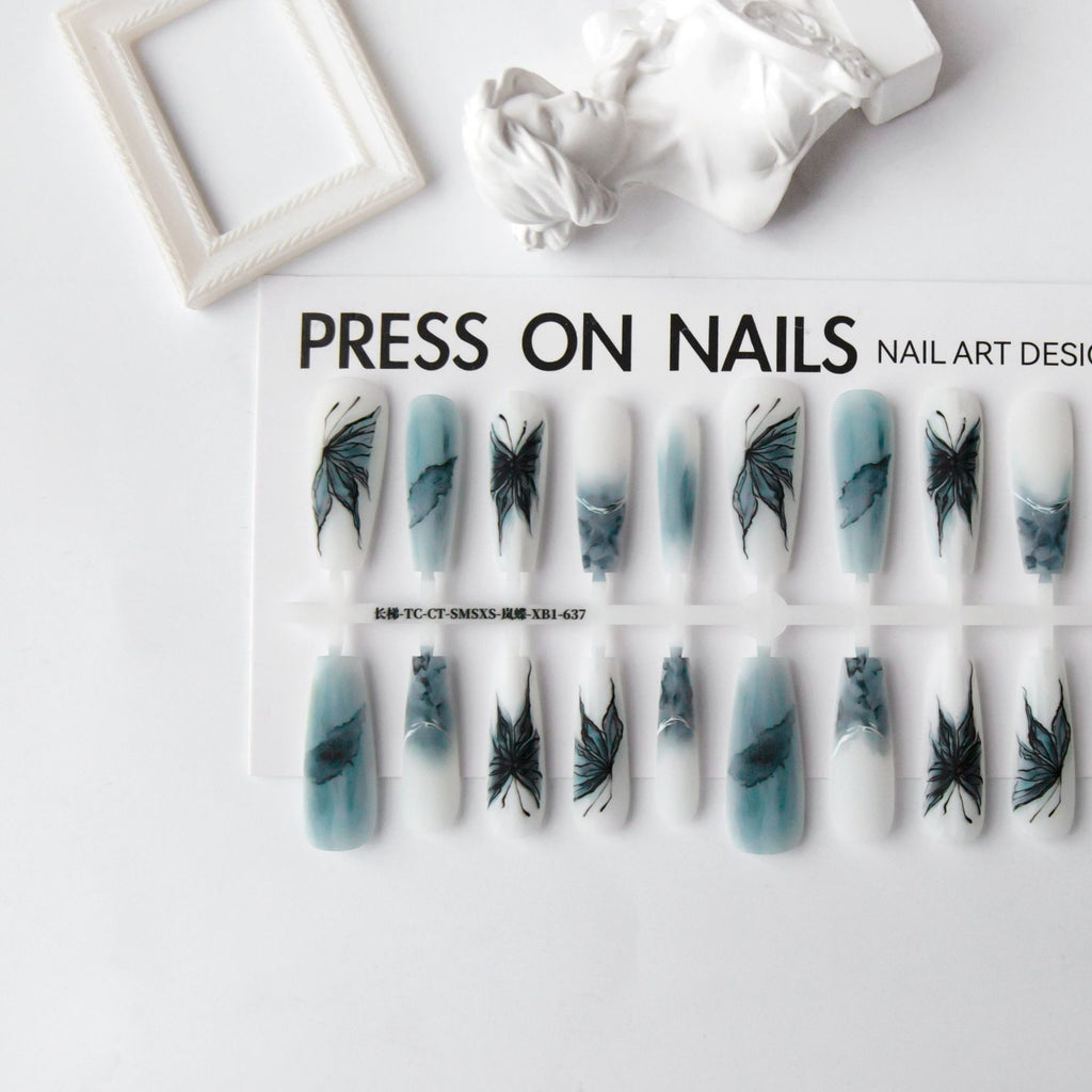 Press On Nails Ancient Style New Chinese Style Wear Nail Tip French Autumn And Winter Background Color