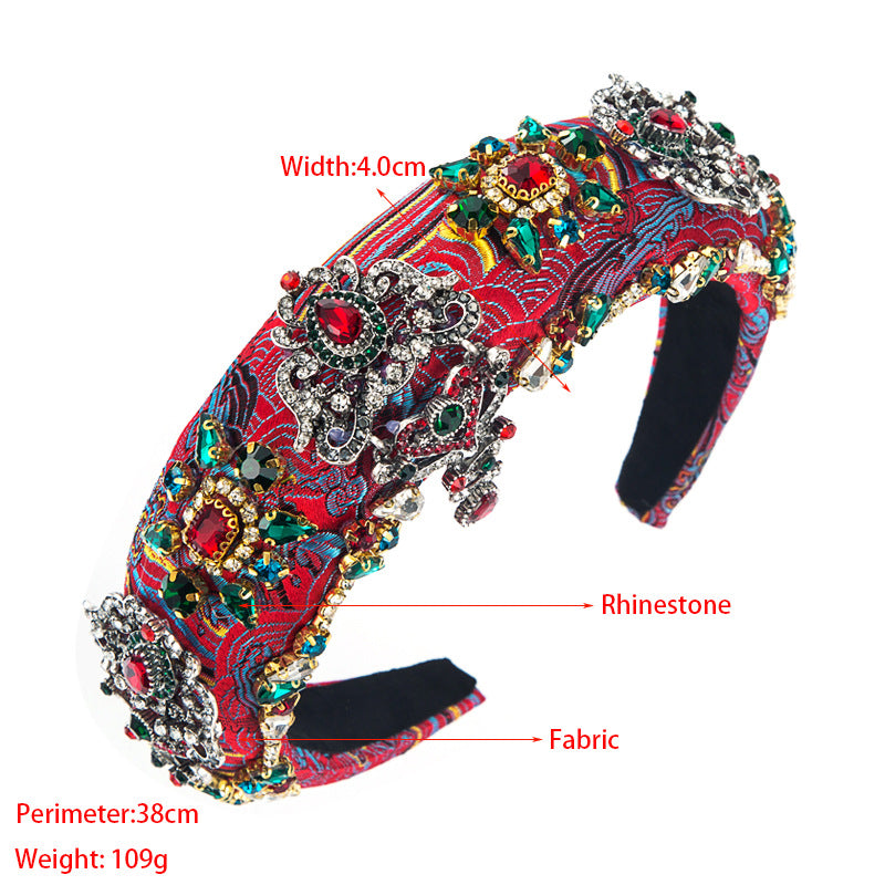 Embroidered Luxury Rhinestone Vintage Flower Headband